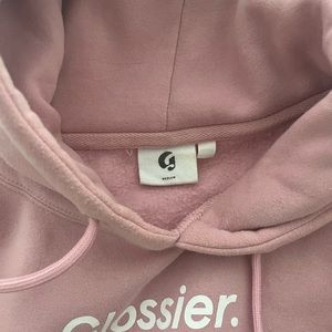 Glossier pink hoodie sweatshirt size medium
